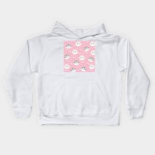 Cute pink cat pattern Kids Hoodie